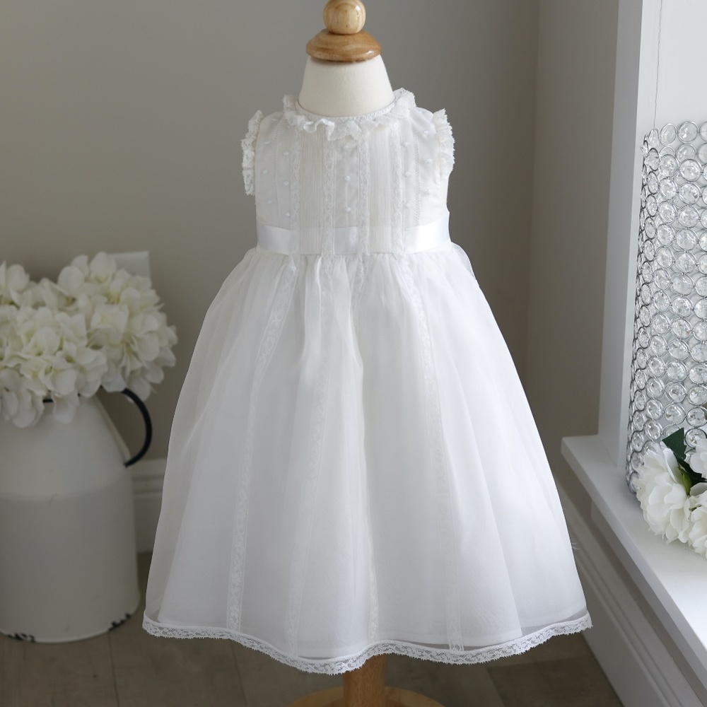 Off-White Dress Flower Girl Silk Organza 6 Month (fits 3/6 M) Special Occassion